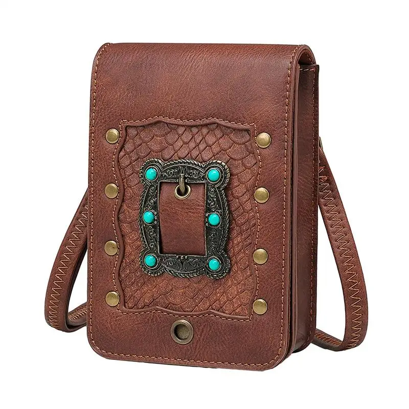 Leather Belt Pouch Steampunk Waist Bag PU Leather Belt Pouch Vintage Shoulder Purse Small Costume Accessories For Festival