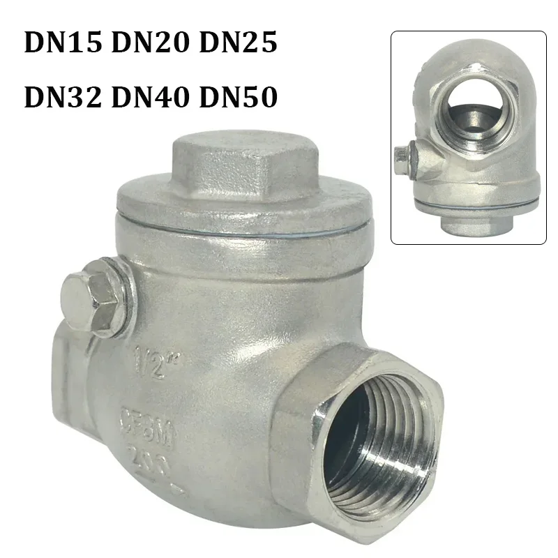 Rosca interna de acero inoxidable 304, válvula de retención oscilante de tipo Horizontal 1/4 3/8 1/2 1 3/4, válvulas unidireccionales oscilantes de rosca de tornillo DN8/20