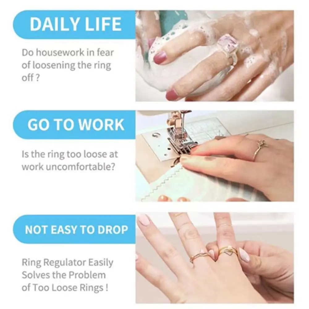 Hot Sale Guard Silicone Invisible Ring Size Reducer 1Set 8Size Size Adjustment Clip Transparent Resizer Adjuster Ring
