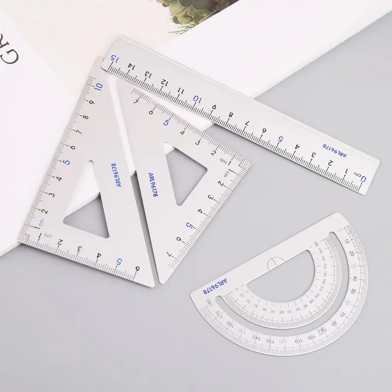 4Pcs Drawing School Supplies Set Square for Triangle Ruler Aluminum Alloy Protra