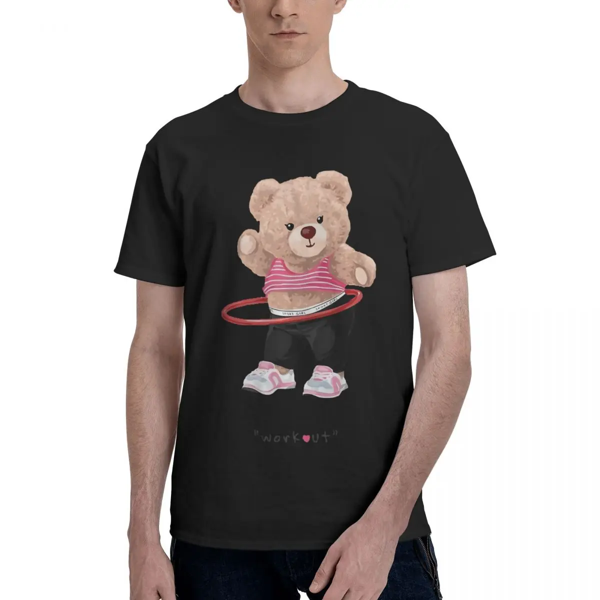 Lindo oso de peluche Hula Hoop Move Tees Alta calidad Inicio Kemp Calidad superior Tamaño de EE. UU.