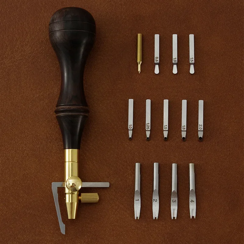 

SiiRo Leather Groover Tool Leather Craft Edge Bevelers Press Line Groover Replaceable Creaser for Leathercraft 13pcsSet
