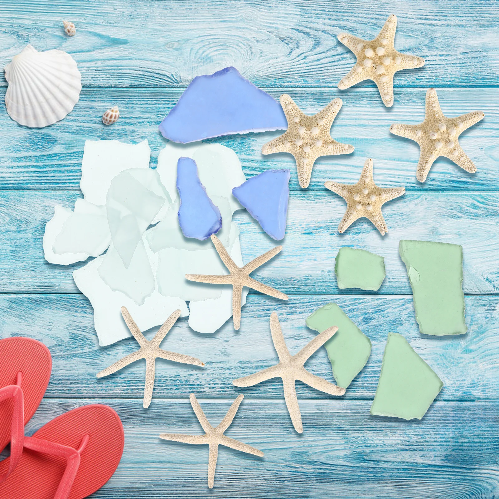 

1Set Sea Glass Pieces Ocean Animal Ornament Decors Glass Vase Filler Aquarium Decoration Nautical Decor