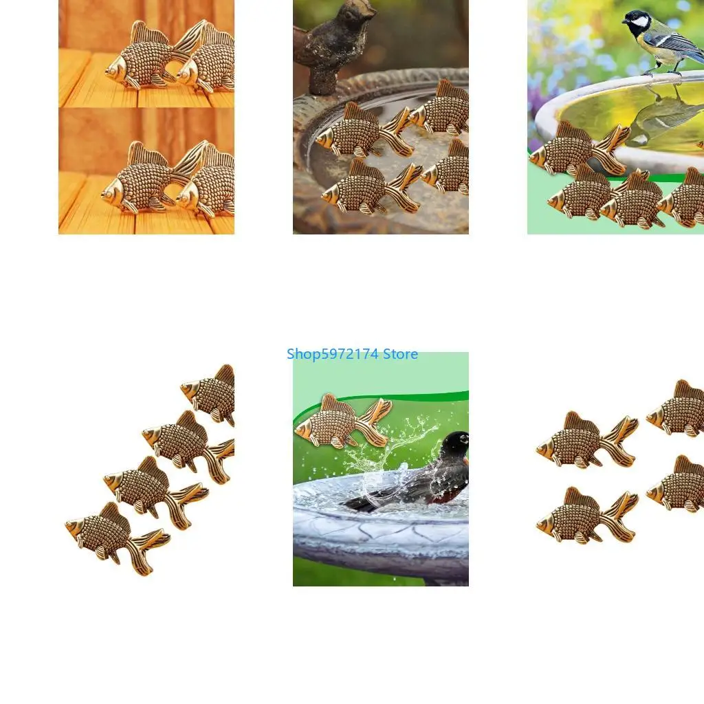 Y3NB 4 Miniature Fish Copper Cleaners Natural Technology Outdoor Birdbath Accessories