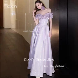 OLOEY 2025 Women Evening Dresses 3D Flowers Off The Shoulder Floor Length Wedding Party Dresses Customized Formal Prom Gowns