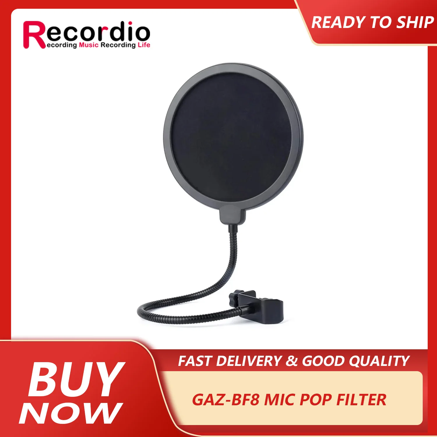 

GAZ-BF8 Studio Professional Gooseneck Double Layer Microphone Mic Pop Filter For Mics