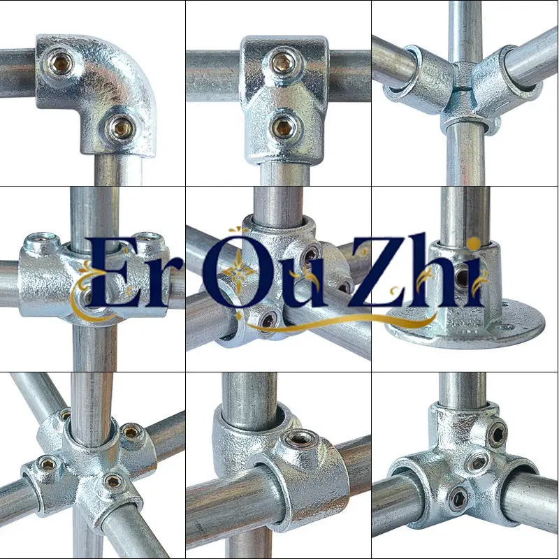 6-Point Round Pipe Connector Welding-free 25mm Galvanized Steel Pipe Cast Iron Parts Fixed Buckle