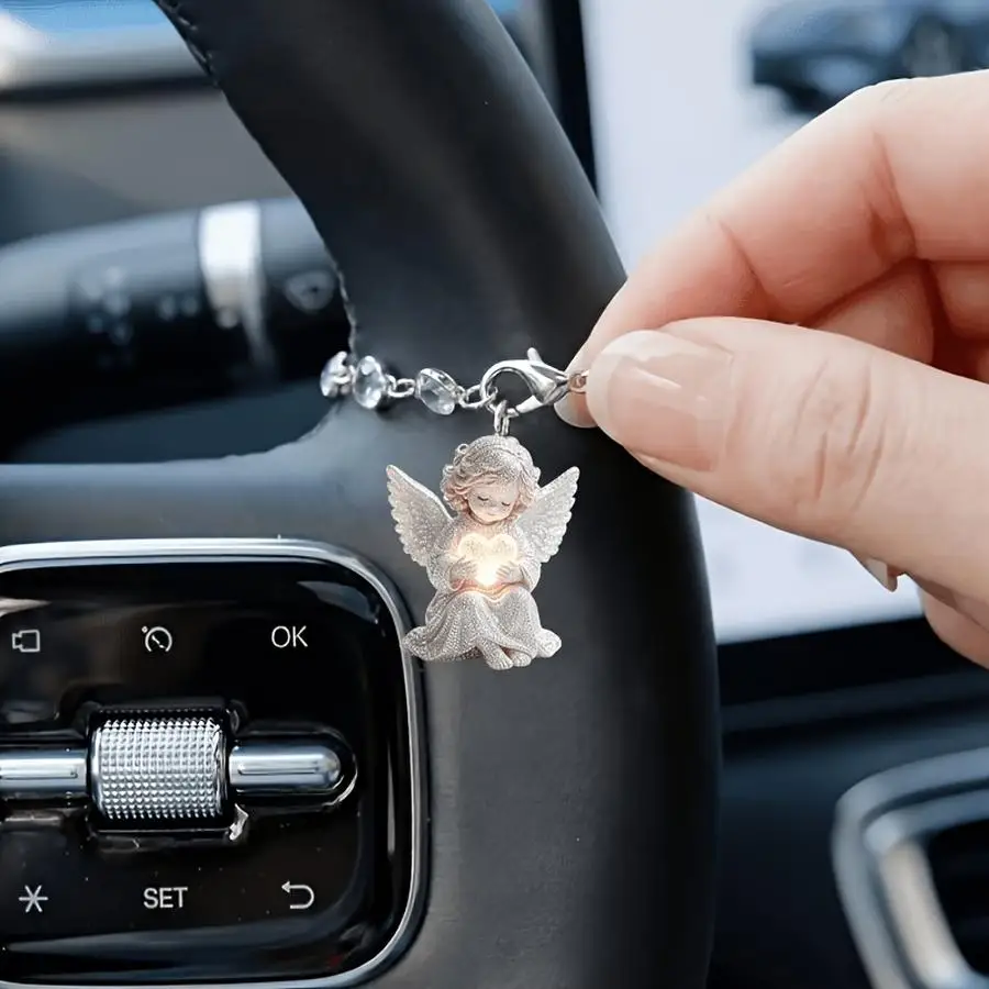 1/5/10/20/50/100pcs Small Car Angel Ornament with Heart - Elegant Steering Wheel Decoration Suitable for Car Interiors, Gift for