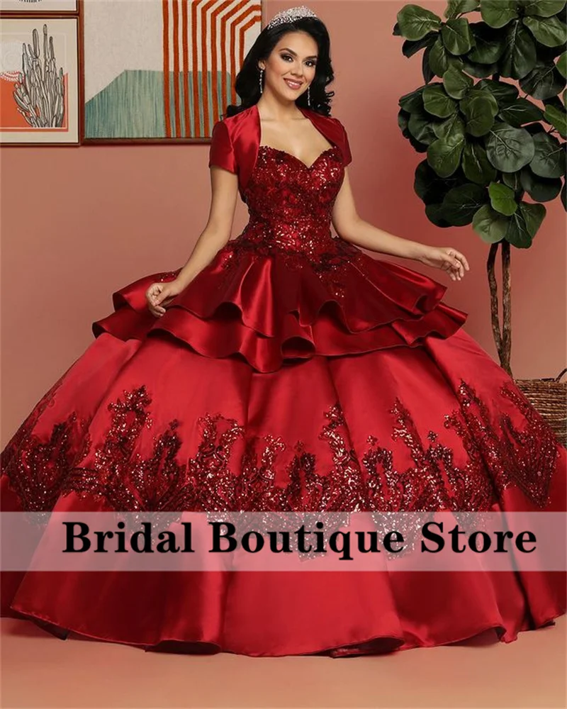 Lấp Lánh Kim Sa Lấp Lánh Công Chúa Bầu Quinceanera Đầm Kèm Áo Khoác Đính Hạt Appliques Ngọt 15 16 Đầm Vestidos De Xv Años