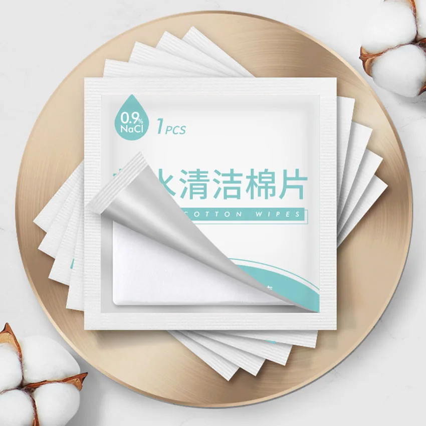 100 Individually Packaged Disposable Saline Wet Wipes for Beauty Cleaning Eyebrow Tattooing Disinfection and Skin Care