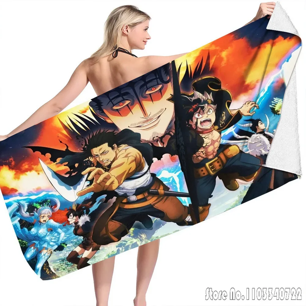 Black clover Anime Bath Towels Microfiber Beach Swimming Towel Decor for Kids Gift 75x150cm