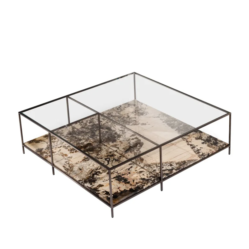

Postmodern living room tea table, luxury titanium coffee table, light luxury furniture
