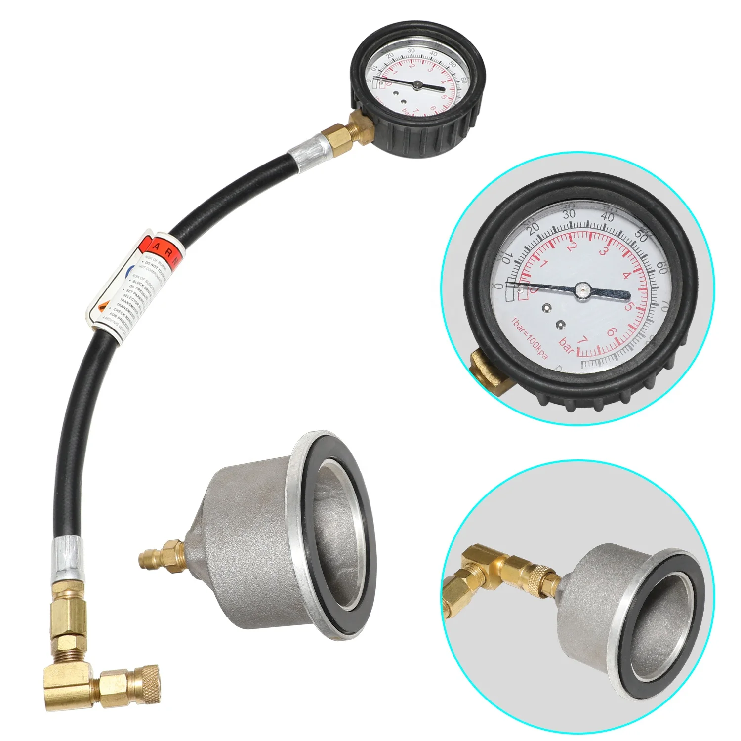 

Engine Oil Pressure Gauge for Cars Trucks SUVs - Automotive Engine Monitoring Tool - Metal And Plastic - Black