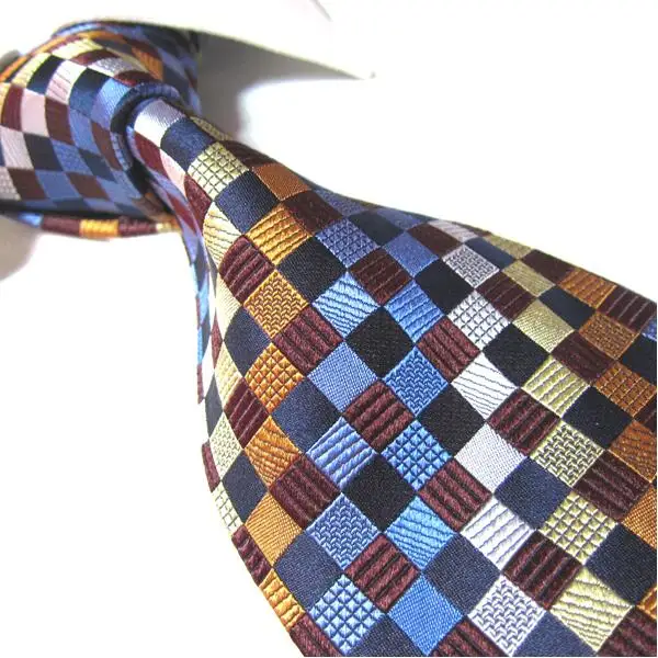 

Silk Tie Men Plaid Business Necktie 160cm Lengthen 9CM Width Three-dimensional New Grid Colourful