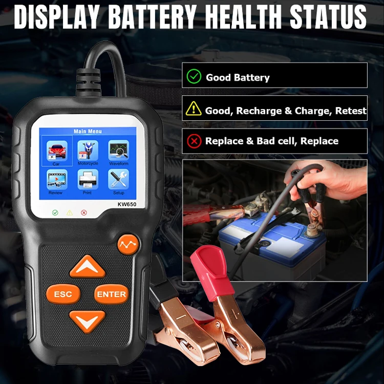 High Performance Deep Cycle Capacity Multi Languages 6V 12V Car Motorcycle Batteries Tester