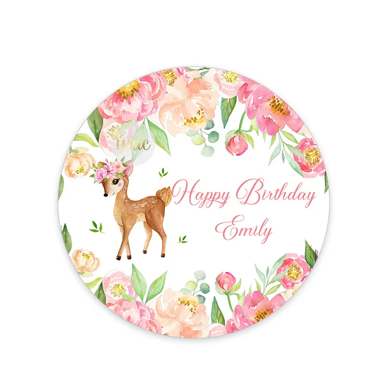 Custom Cute Deer Labels Bambi Flower Welcome Baby Baby Shower Birthday Baptism Decor Self-adhesive Personalise Stickers