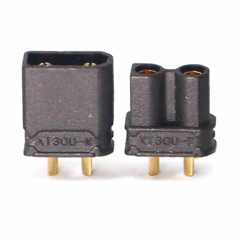 Black XT30U Plug Male Female 15A 500V 2mm Gold-plated Low Resistance Connector XT30 for  Traversing Machine Drone