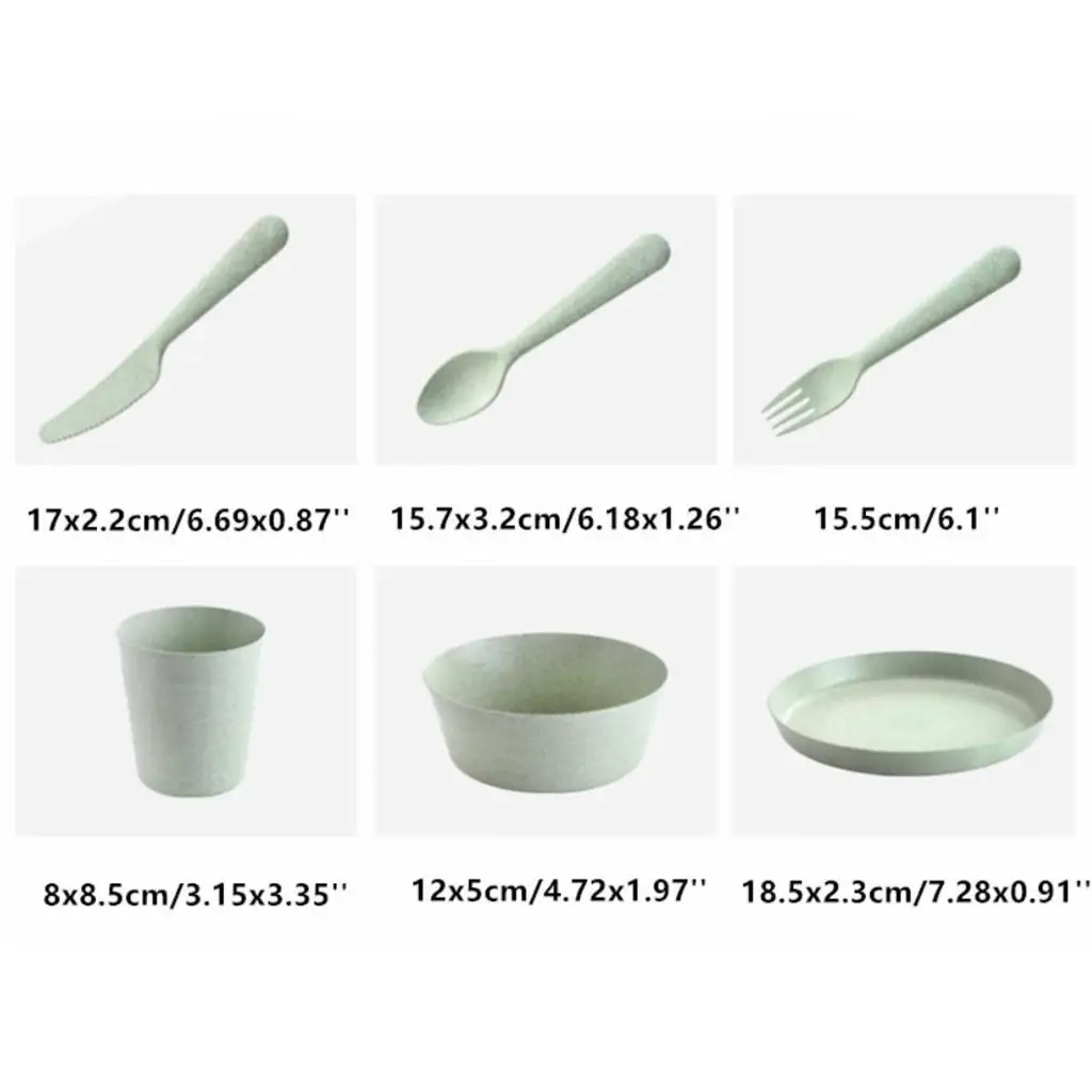 Straw Bowls Dishes Cups Dishes Forks Spoons Tableware set for Diinner, BPA & friendly