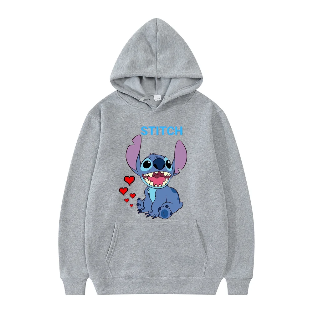 New Disney Stitch Print Hoodies Women Vintage Autumn Loose Hooded Shirt Grunge Street Sweatshirt Y2k Clothes Oversize Pullovers