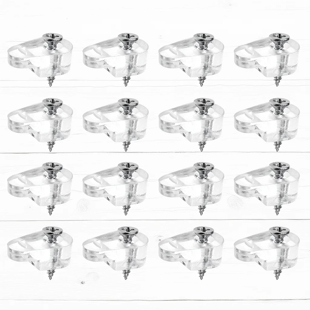 

20 pcs Wardrobe Accessories Clear Plastic Mirror Mirror Clips Holder Fixing Clips Holder Wall Cabinet Door Hardware Screws