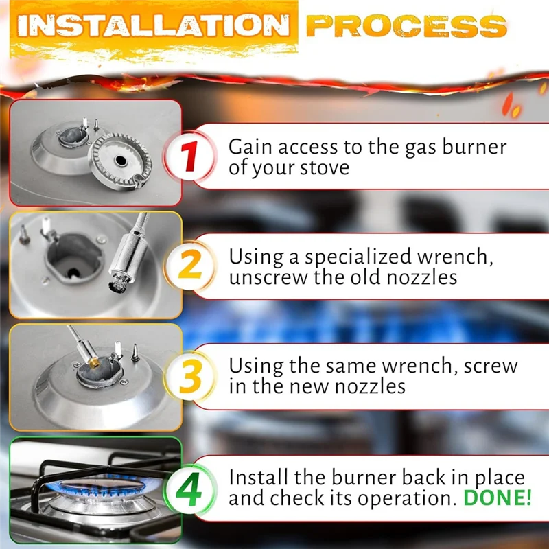 

GYTB-Gas Stove And Grill Propane To Natural Gas Conversion Kit, 10 Pcs M6 X 0.75Mm,0.5Mm Brass Nozzle Set