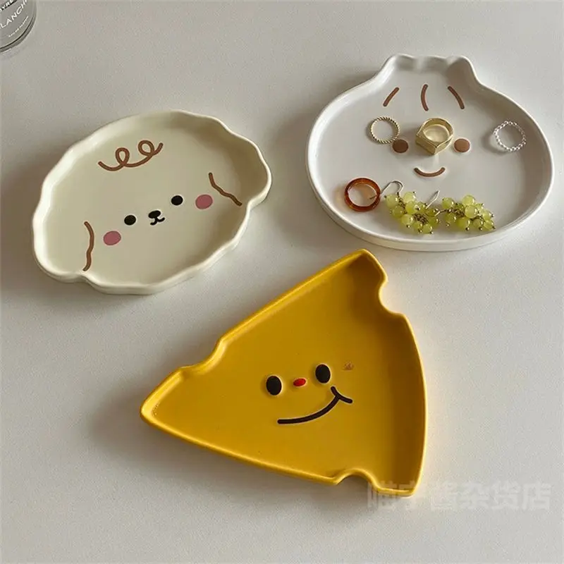 Cartoon Dim Sum Plate Korean Ins Style Cute Creative Dinner Dish Small Plate Matte Household Ceramic Breakfast Plate Tableware