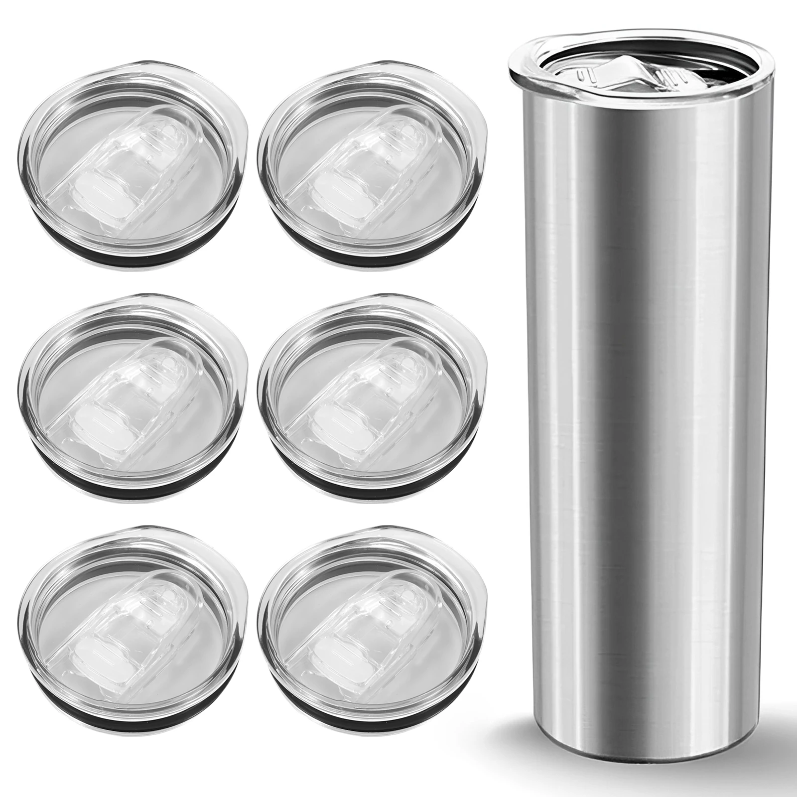 24/6pc Cup Cover 20oz Tumbler Sealing Lid Leak-Proof Cup Lid Skinny Water Bottle Thermos Cup Travel Fitness Antifouling Cup Cap