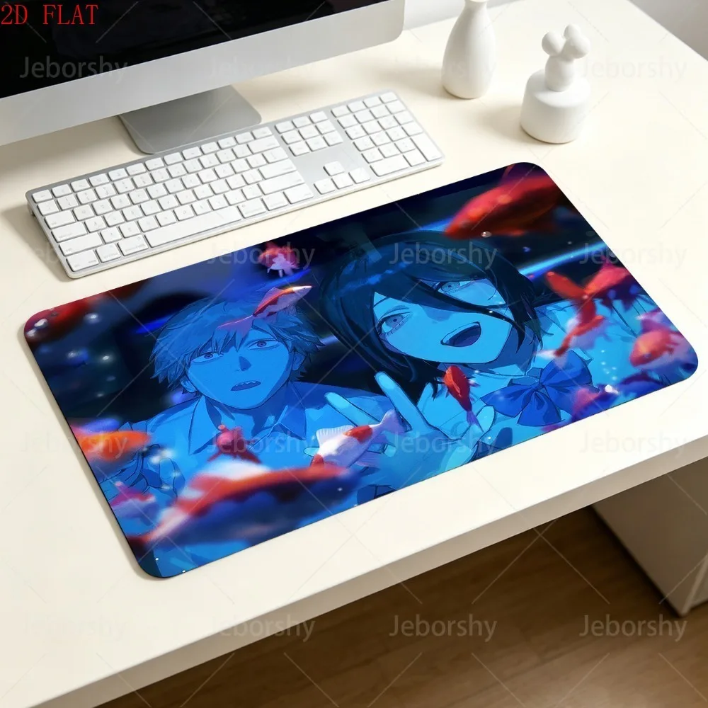 Chainsaw Man Reze Denji Couple Mouse Pad Anti-slip Waterproof Desk Mat for PC Laptop