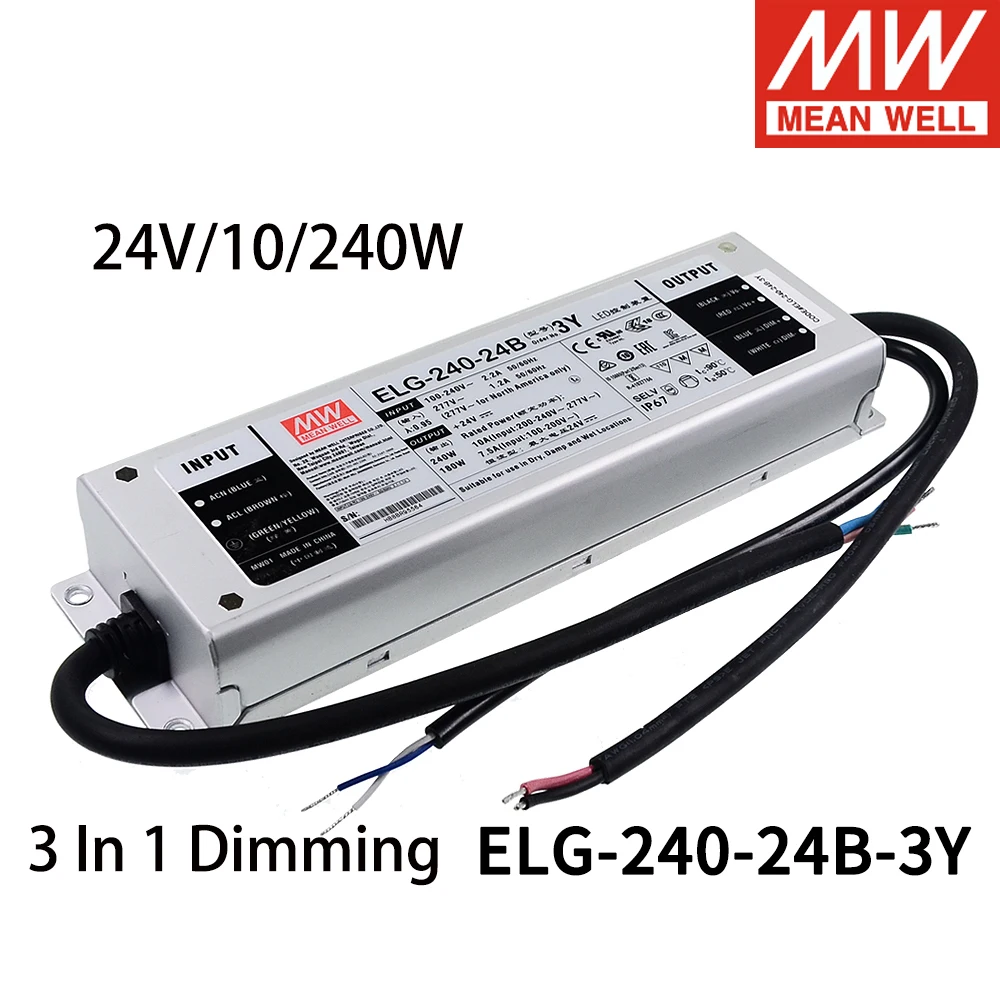 MEAN WELL ELG-75 ELG-100 ELG-150 ELG-200 ELG-240 12V 24V 36V 42V 48V 54V A/B Type Switching Power Supply  3 IN 1 Dimming