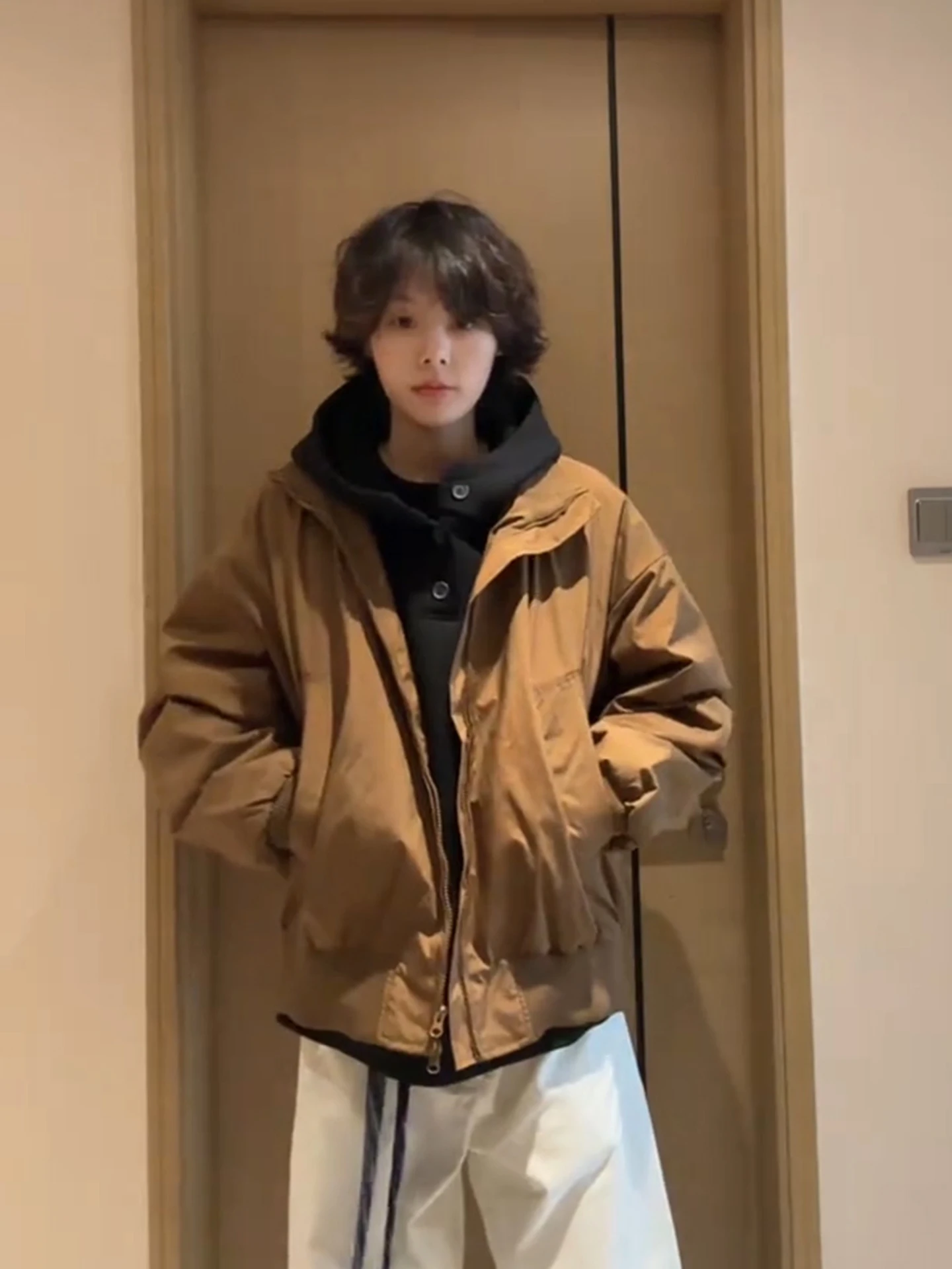 

American Sle Bomber Pilot Jaet Men's ort Coat Stand Collar Baseball Outfit ape Loose Fit Polyester Nylon Cosite Fiber