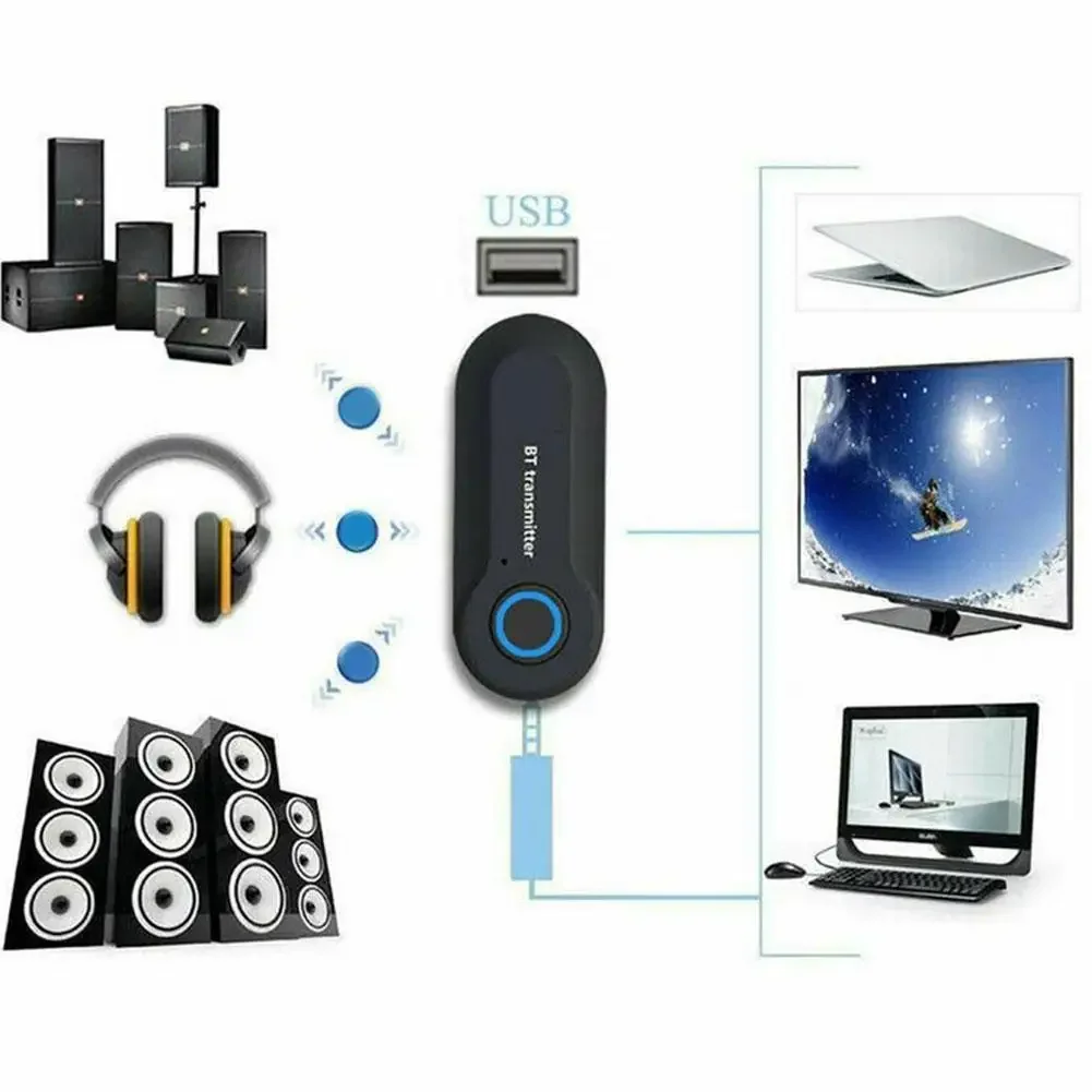 Bluetooth 5.0 Adapter Wireless Audio Bluetooth Transmitter Receiver for PC/TV/Car 3.5mm AUX Music RX Sender Adaptador