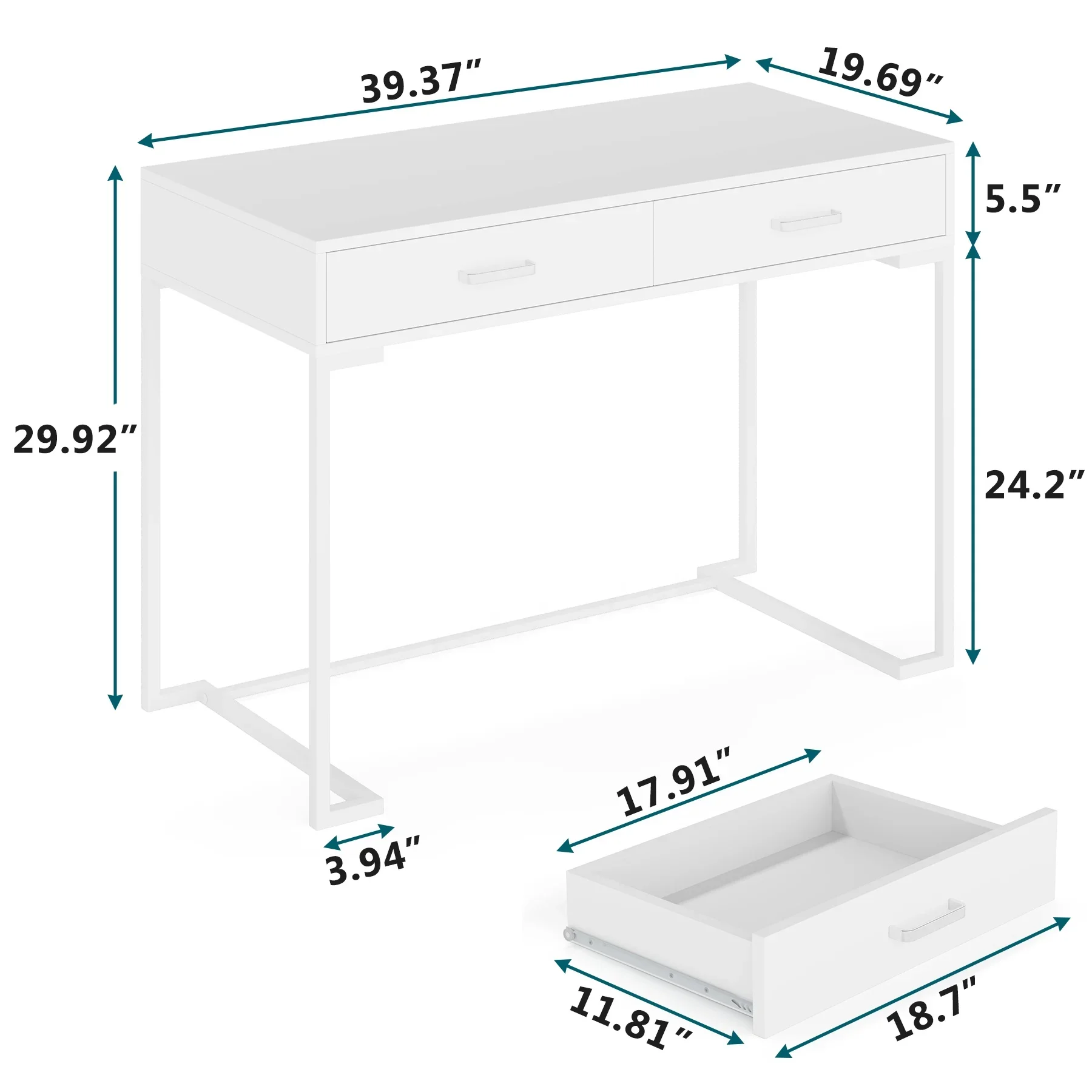 

Tribesigns Elegant Vanity Desk For Makeup With 2 Drawers Modern Bedroom Furniture White Dressing Table For Women Girls Gifts