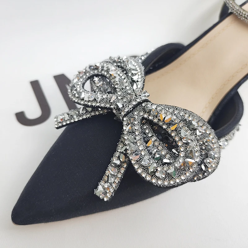 JMPRS Shiny Crystal Bowtie Pumps Women Fashion Ankle Strap High Heels Party Shoes Woman 2022 Summer Pointed Toe Sandals Mujer