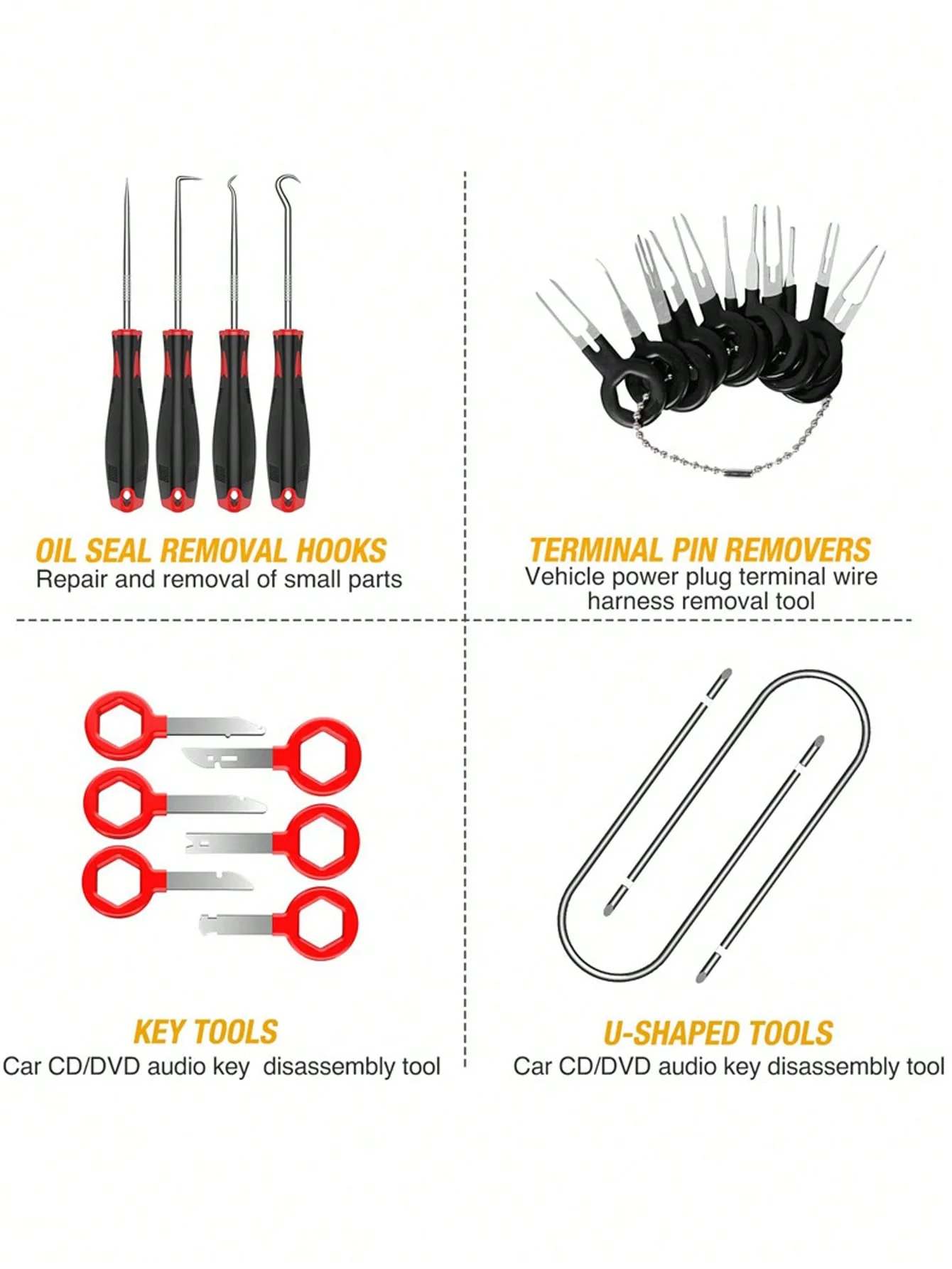 Kit de herramientas de extracción de molduras de automóviles de 40 piezas: juego profesional de extractores de paneles interiores con alicates de clip, barras de palanca planas y destornilladores, no