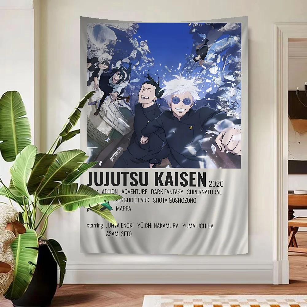 Jujutsu Kaisen Anime Cartoon Tapestry Hippie Flower Wall Carpets Dorm Decor Art Home Decor