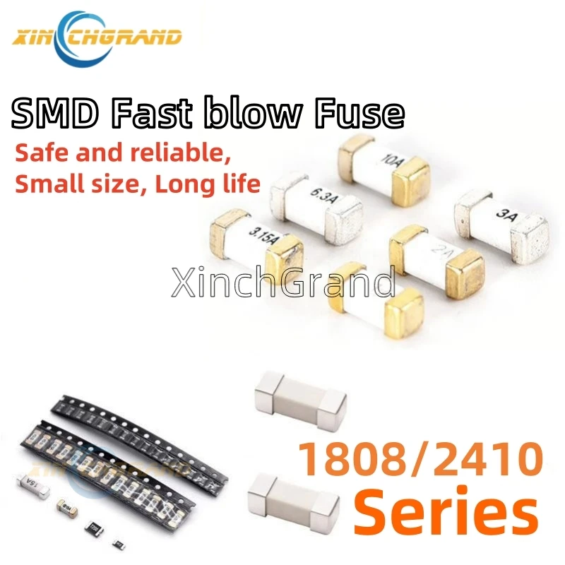 20Pcs/Lot 2410 125V 250V 300V SMD Fast blow Fuse 0.25 0.5A 0.75A 1A 2A 3A 4A 5A 6.3A 8A 10A 12A 15A 20A 30A 40A Ultra-rapid Fuse