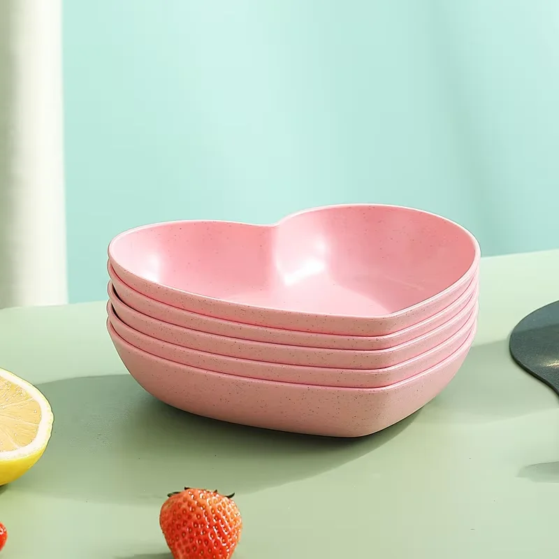 5pcs Love Bone Plate PP Material Can Be Reused, Suitable for Family Gatherings, Picnics and Camping Festivals.