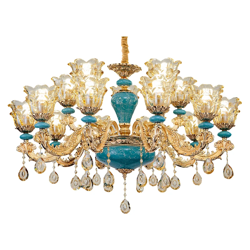 

Home New Style Hall Simple Bedroom Restaurant Light Luxury Ceramic Crystal Lamp European Style Living Room Chandelier
