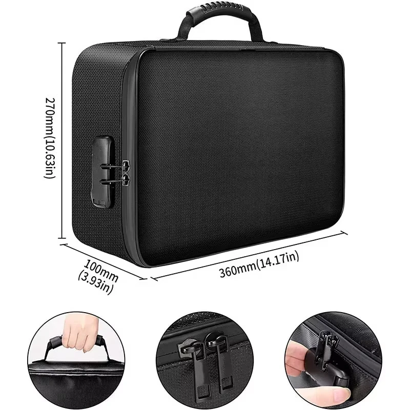 

2025 New Large Capacity Fireproof Waterproof Document Storage Bag Office Home Use Archive Bag Passport File Folder Cosmetic Bag