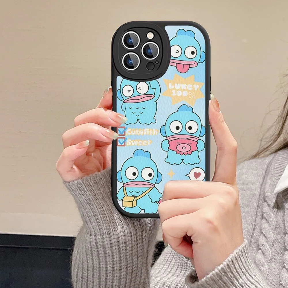 Cartoon Cute H-Hangyodons Blue Phone Case Hard Leather For iPhone 14 13 12 Mini 11 14 Pro Max Xs X Xr 7 8 Plus Fundas