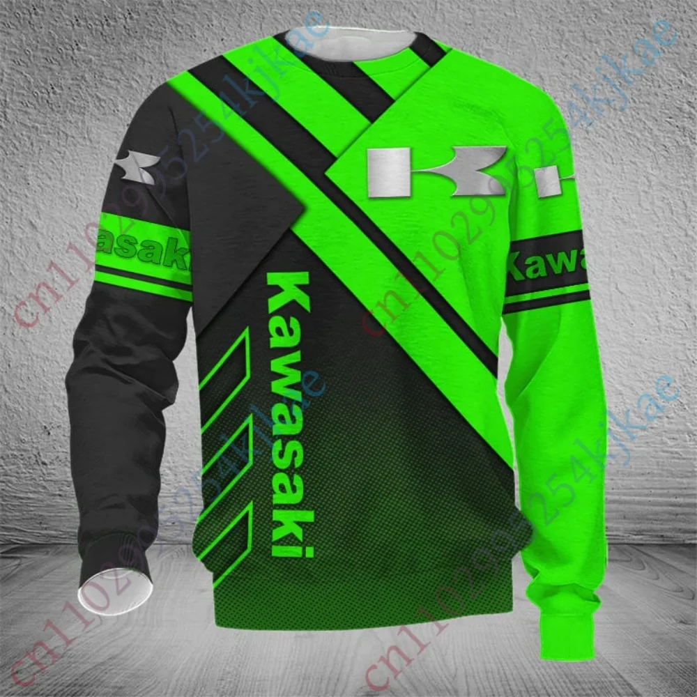 

New Kawasaki T Shirt For Men Clothing Casual Round Neck Long Sleeve Oversized T-shirts Anime Streetwear Top Breathable Tshirt