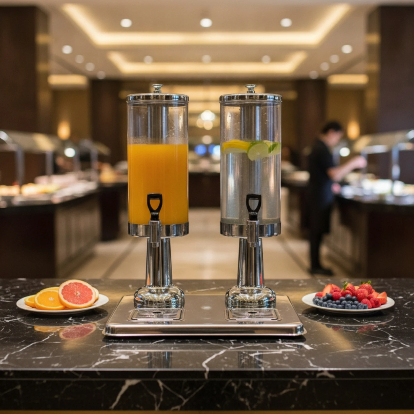 Stainless Steel Juice Dispenser with Drip Tray Tray Commercial 6 L Beverage Dispenser with Tap Transparent Large Capacity