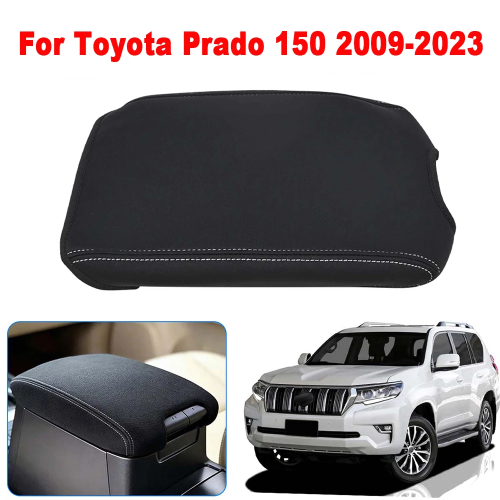 Car Interior Center Console Armrest Cover Leather Black Easy Clean Accessory For Toyota Prado 150 2009 2010 2011 2012 2013-2023