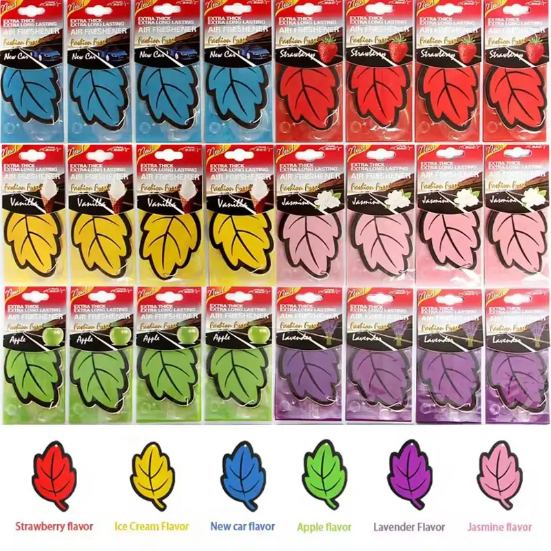 

Mix Car Air Freshener Natural Scented Tea Paper Auto Hanging Vanilla Perfume Fragrance Leaf Shape Car Accessories Interior