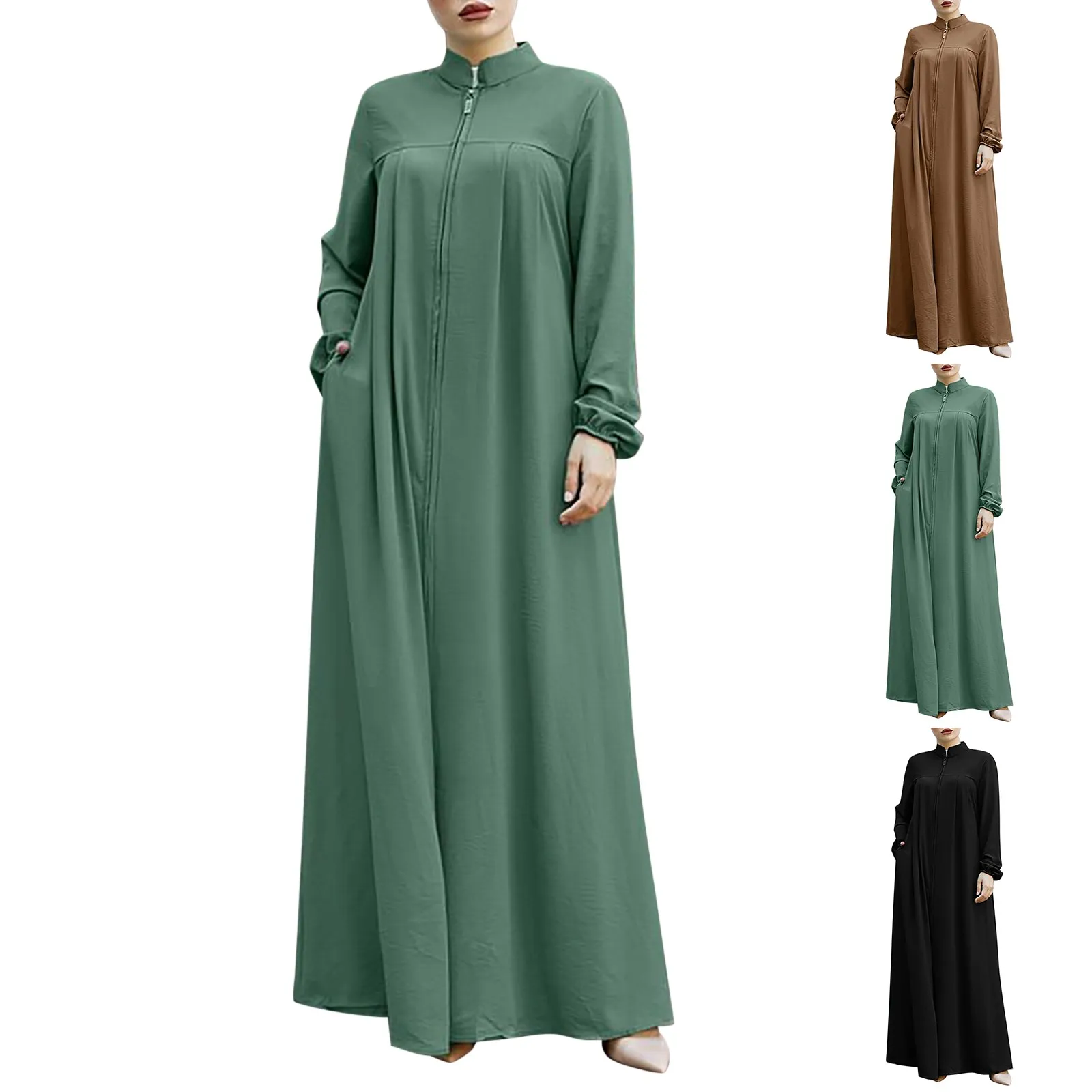 Loose Fit Women Ramadan Abaya Dress with Pockets