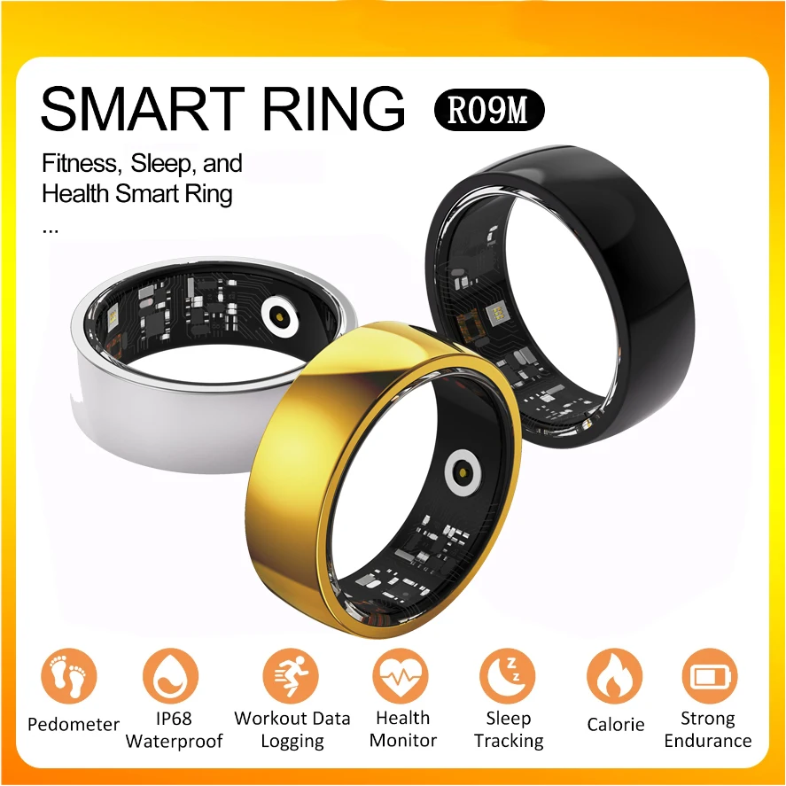 Smart Ring R09 M Men Women For iphone Android Heart Rate Blood Oxygen Sleep Health Monitor Sport Activity Fitness Tracker Ring