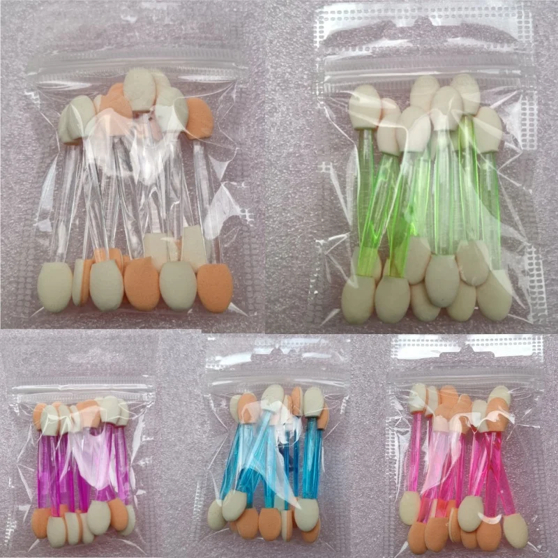 Colores aleatorios, aplicadores de esponja portátiles de doble punta para sombra de ojos, para maquillaje, arte de uñas