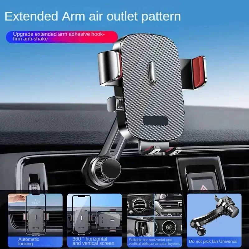 Car Phone Holder New Universal Phone Holder with Hook Clip, Automatic Locking Without Blocking Air Outlet, Car Ventilation image 2