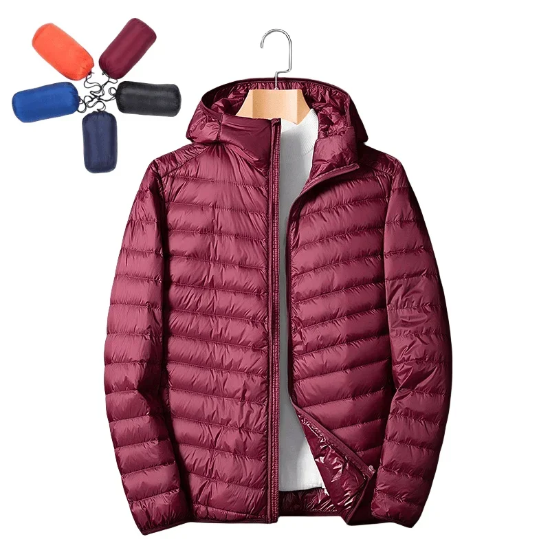 2027 Autumn Winter Down Jacket Men Ultra Light Windproof Waterproof Anti Fouling Anti-Oil White Duck Portable Hooded Coat Male