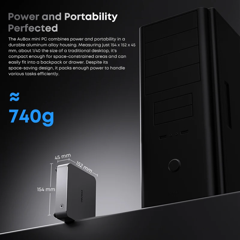 Chuwi Aubox Amd R7 8745Hs Mini Pc with Oculink 16Gb 512Gb Ssd Windows 11 4K 60Hz Display Wifi 6 Bt 5.1 Extend M.2 2t*2